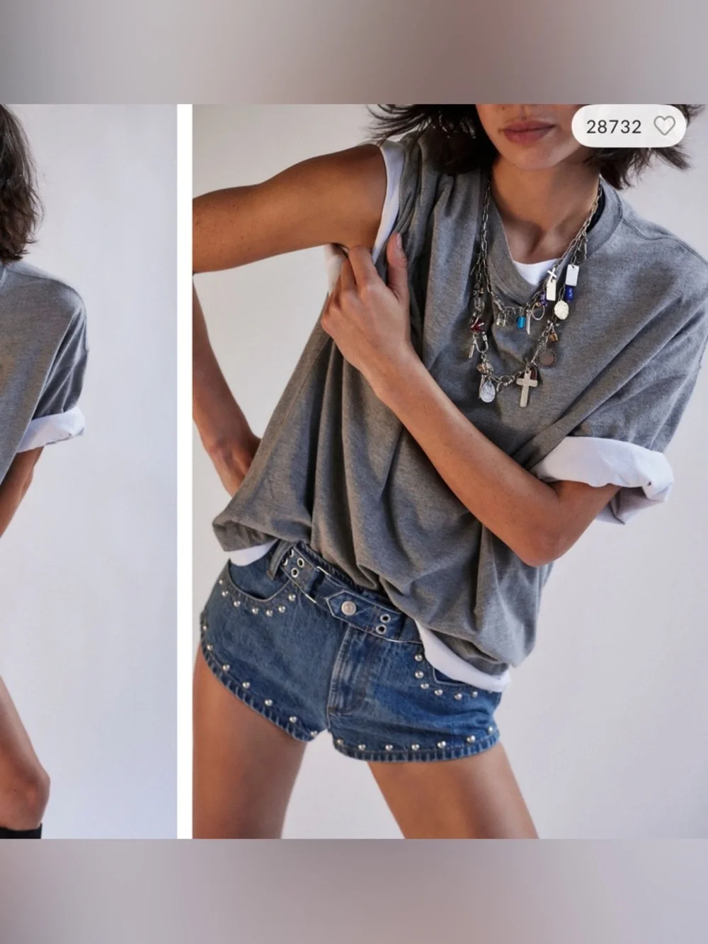 NWOT Free People We The Free Perfect Oversized Tee - Heather Grey - Large - Picture 7 of 11